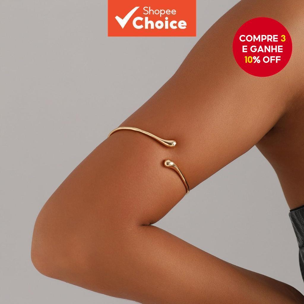 Punho De Braço Dourado Para Mulheres Joias Geométricas Góticas Ajustáveis Da Moda em Oferta na Shopee