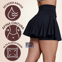 Short Saia Academia Fitness Cintura Alta tapa Bumbum Bailarina Rodado Suplex Premium