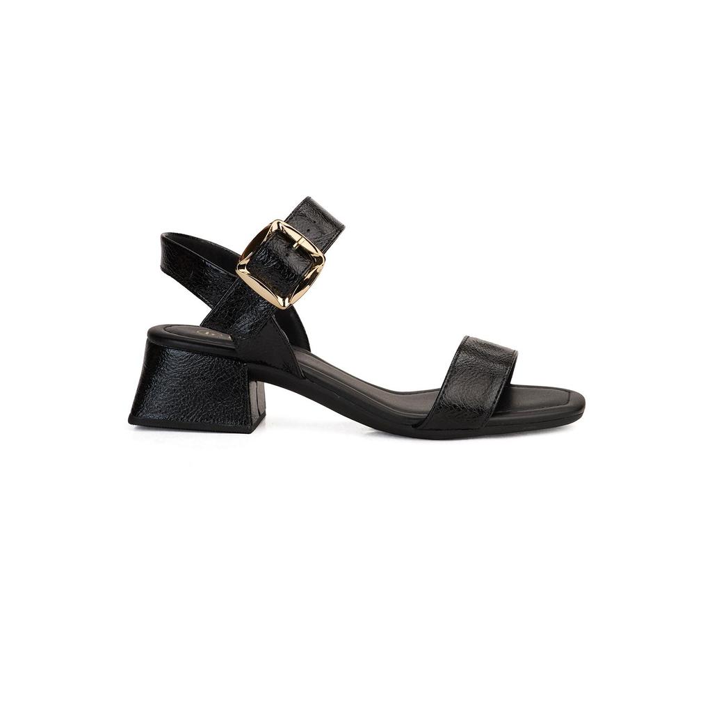 Sandália Bebecê Salto Bloco Maxi Fivela Bico Quadrado