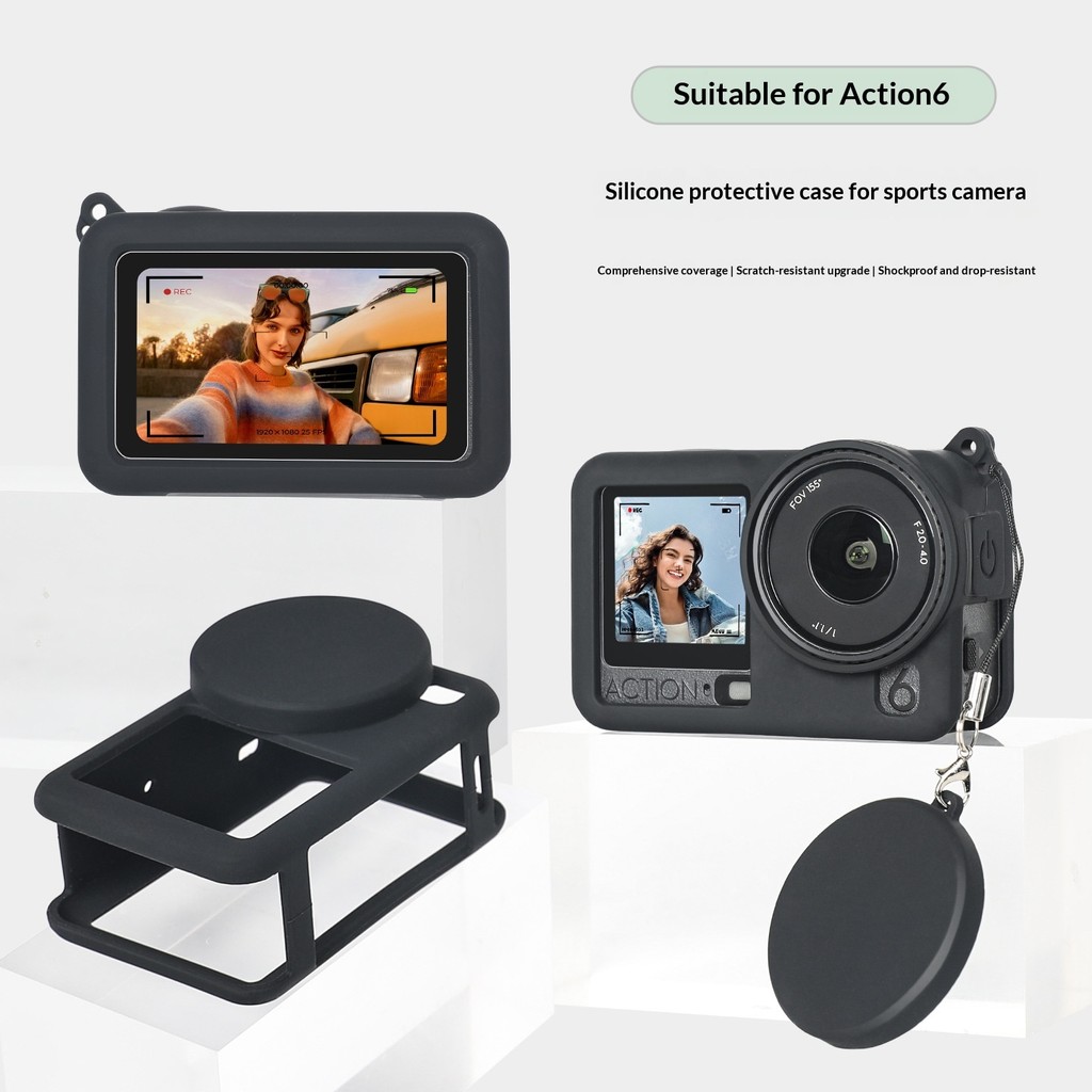 Adequado para DJI OSMO ACTION 6 capa de silicone para câmera esportiva capa protetora resistente a arranhões capa de sil