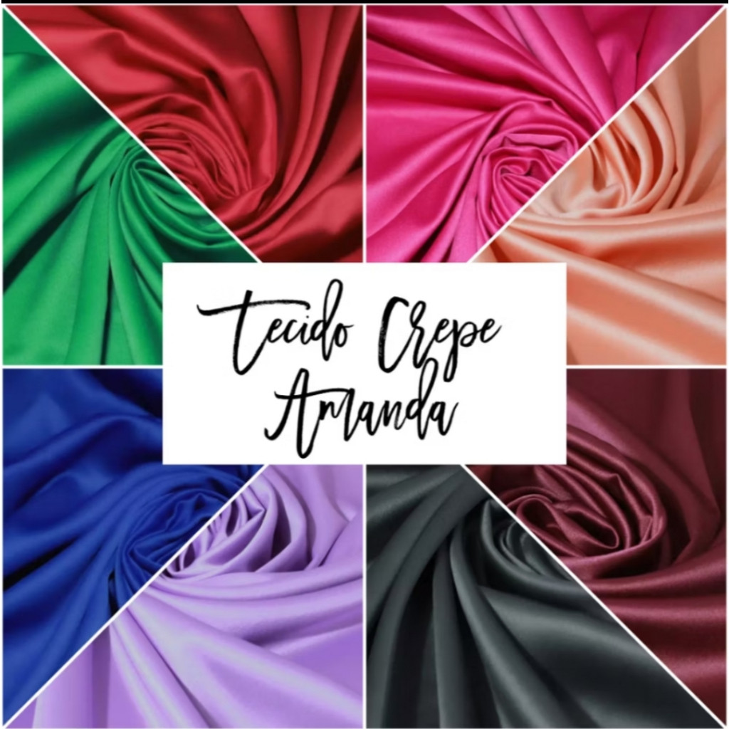 TECIDO CREPE AMANDA (3 METROS) VÁRIAS CORES em Oferta na Shopee