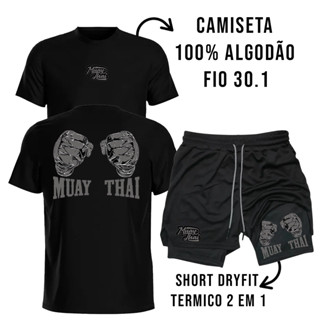 Kit Masculino Camiseta de Algodão + Bermuda Dry Fit para Treino em Oferta na Shopee