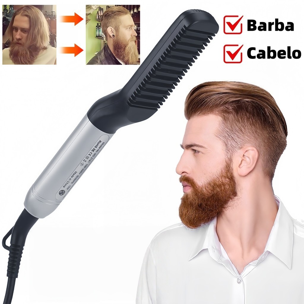 Chapinha para Cabelo e Barba Masculina – Alisamento, Cachos e Modelagem Profissional em Oferta na Shopee