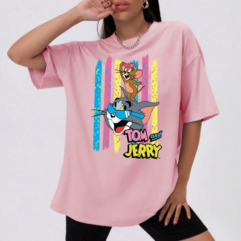 Camiseta Camisa Basica Feminina Tom & Jerry Desenho Animado Estampada em Oferta na Shopee