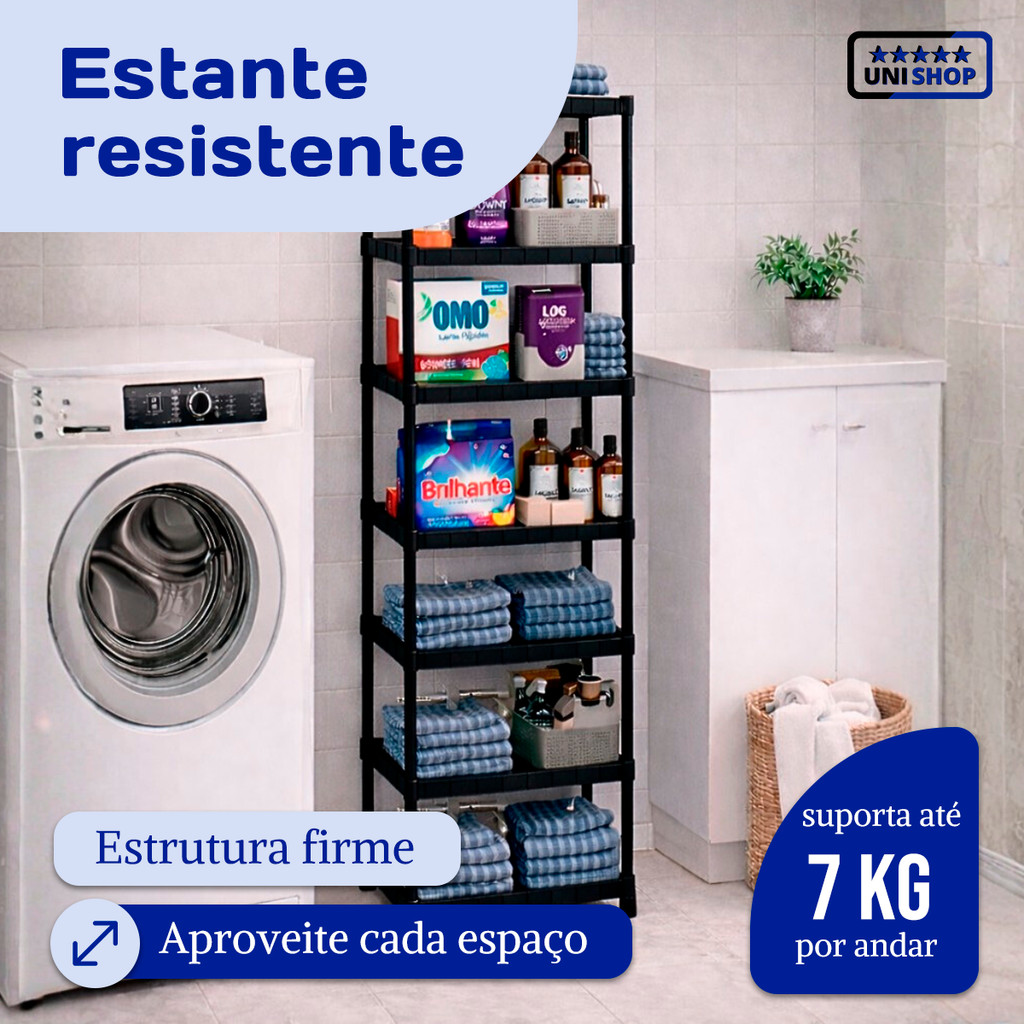 Estante Prateleira Modular Multiuso Andares Organizadora de Plástico Desmontavel 7 Andares — imagem 2 de 2