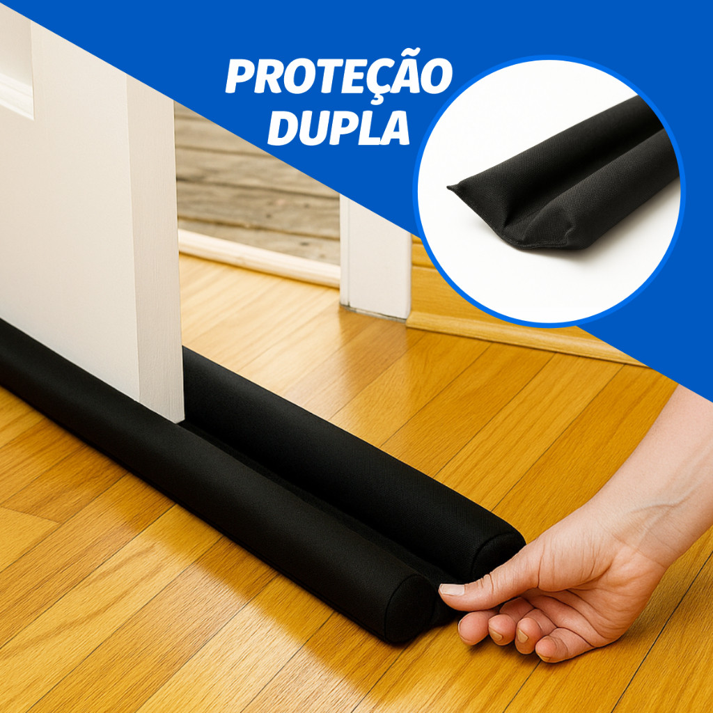 Veda Porta 70/80/90/100cm Rolinho Duplo E Impermeável Anti Insetos Bichos E Poeira