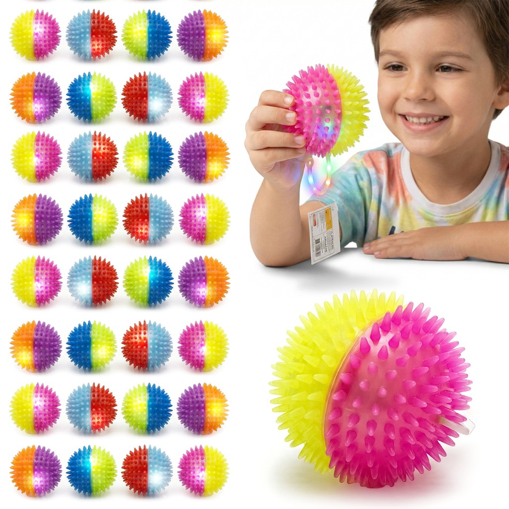 Kit 36 Bolinhas Brinquedo Interativo Para Pets Com Som De Apito E Luz Colorida
