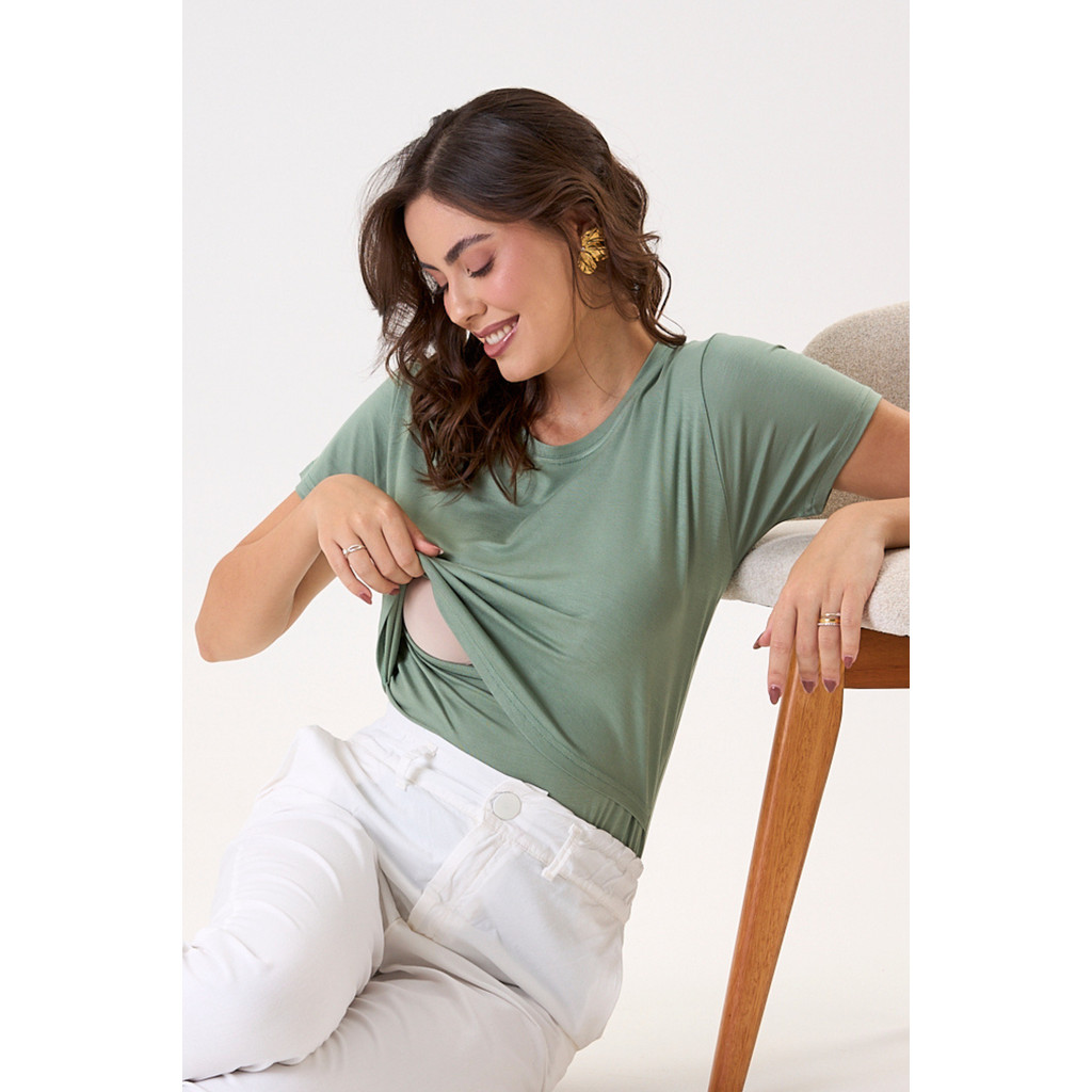 BLUSA DE AMAMENTAÇÃO VERDE FOLHA