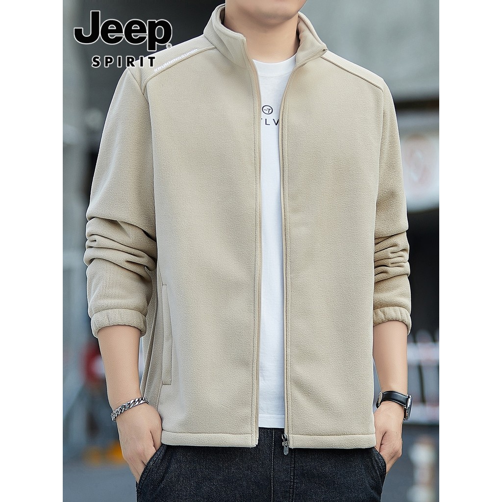 JEEP SPIRIT Cardigan Moletom Masculino Primavera Outono Na Moda Casual Quente Lã Gola Jaqueta Estilo Masculino
