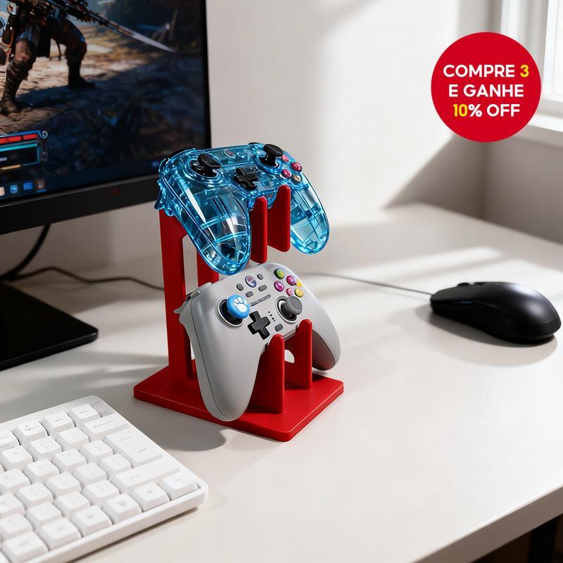 Suporte Duplo para Armazenar Controle de PS5, Compatível com Xbox e Switch, Organizador de Mesa com Gancho para Fone de