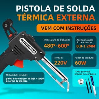 60W 110V-220V Pistola de Solda Térmica  com Fio de Estanho 1mm - Kit Completo para Reparo Eletrônico