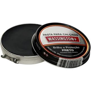 Pasta Graxa Wassington Para Sapatos e Couro Cera Brilho Para Sapato 36g Preto em Oferta na Shopee