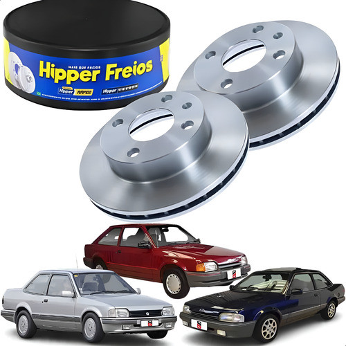 Par Discos de Freio Dianteiro Ford Escort Xr3 Hobby Verona VW Apollo