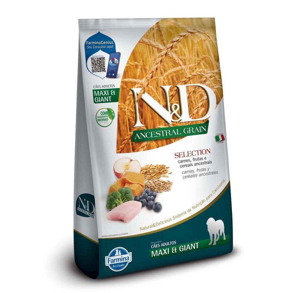 N&D Ancestral Selection para Cães Adultos de Raças Grandes e Gigantes Sabor Carnes, Frutas e Cereais Ancestrais 15Kg em Oferta na Shopee