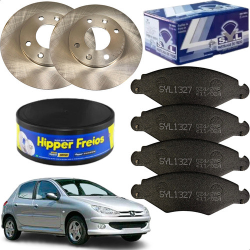 Kit Discos E Pastilhas Peugeot 206 1.0 2004 2005 2006 2007..