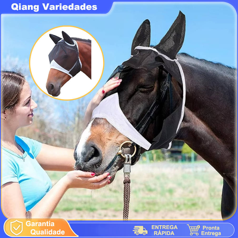 Cavalo Equitação De Malha Respirável Capa De Orelha De Equipamento Equestre Máscara De Mosca Rede Protetora
