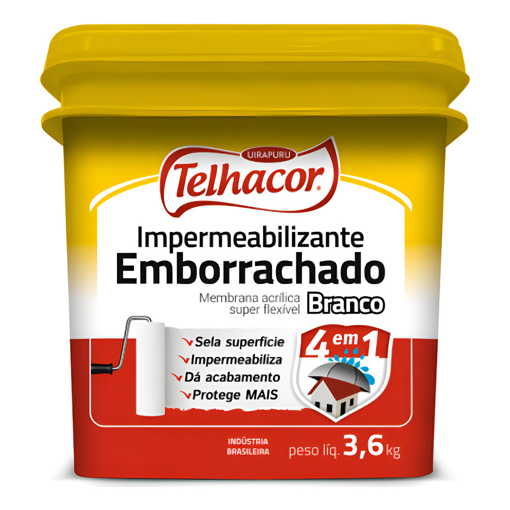 Telhacor 4 Em 1 Impermeabilizante Emborrachado Branco 3.6 Kg