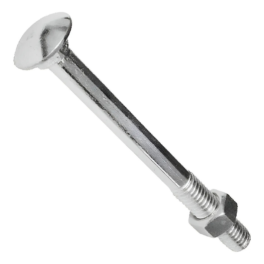 Parafuso Francês Zincado Branco 1/4 X 5 C/Porca e Arruela - 100 Peças