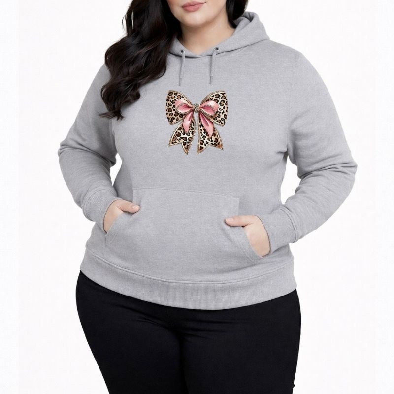 Moletom Feminino Casaco Plus Size Flanelado Estampa Laço G1 ao G5 Quentinho