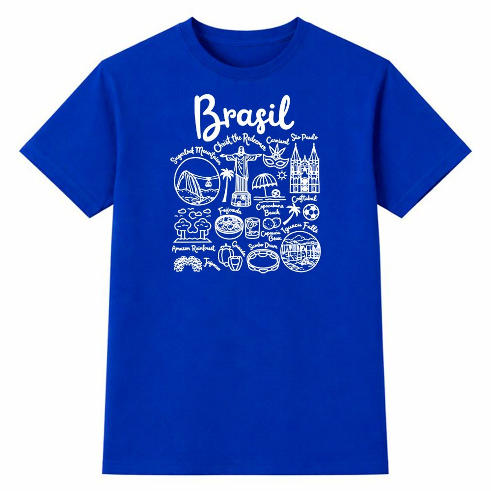 Camiseta Feminina 100% Algodão Camisa Brasil Esteriótipos Turísticos Futebol Copa do Mundo 