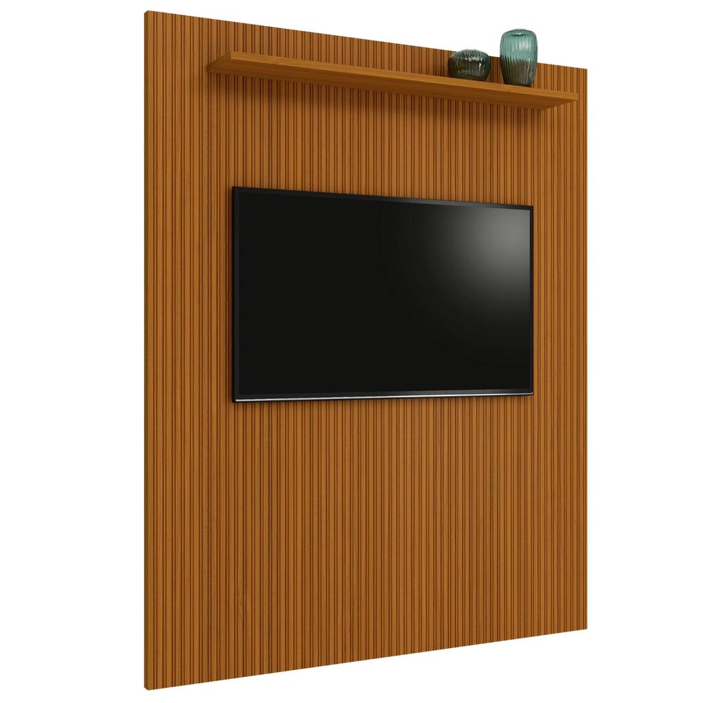 Painel Para TV Até 75 Polegadas Ripado Impressão 3D Egeo Com Prateleira 1,80m Cedro em Oferta na Shopee