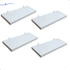 Kit 4 Prateleira Branca 25X10 + Suporte Flutuante Mdf Organizadora Decoração Cozinha Banheiro Sala