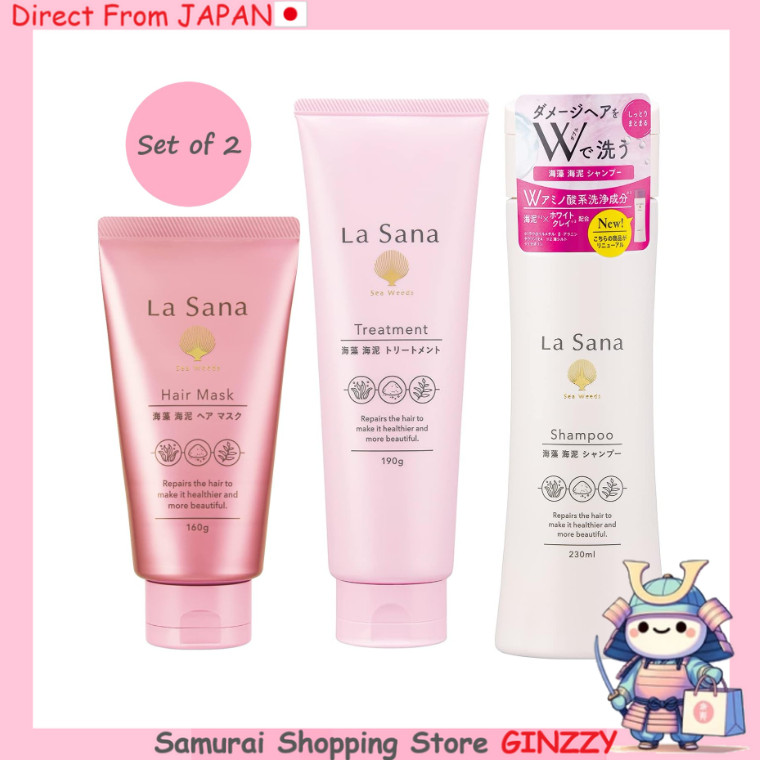 [Conjunto 2] Lasana Shampoo/Tratamento/Máscara de Algas & Argila com Aroma de Rosa Mosqueta Japão