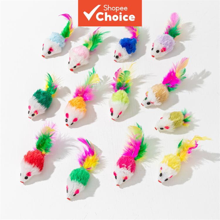 Para 10 Peças De Brinquedos Gatos , Ratos Com Sons De Chocalho , Brinquedo De Mastigar Penas E Gatinhos Internos Interat