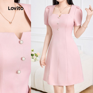 Lovito Vestido Elegante Botão Primavera/verão Cinza Rosa para Mulheres L165ED1540 em Oferta na Shopee