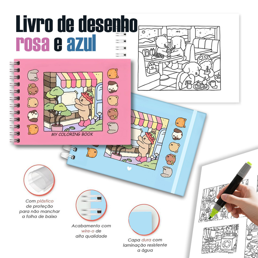 Caderno Artístico de Colorir 50 Páginas para Estímulo Criativo e Diversão em Oferta na Shopee