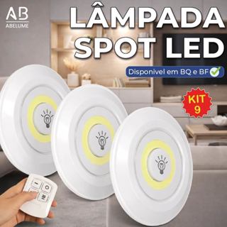 Kit Luminária Spot Led Redondo Com Controle Luz Fria ou Quente Auto Colante Bivolt em Oferta na Shopee