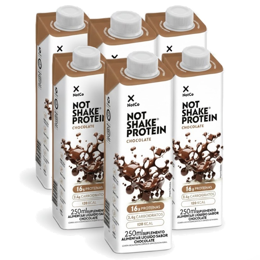 Kit 6 Suplemento NOT SHAKE Protein 16g Chocolate 250ml