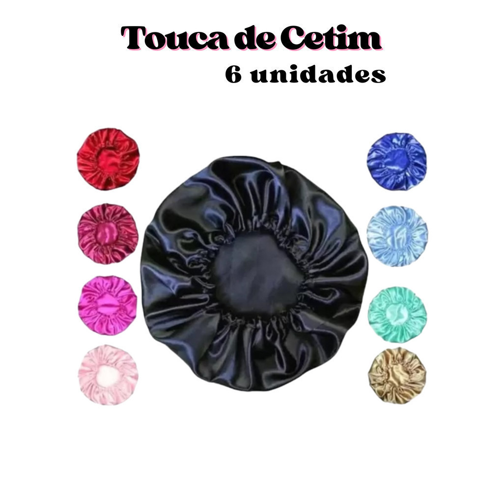 Touca de Cetim (6 Unidades) para Dormir Anti Frizz Protege Cabelos