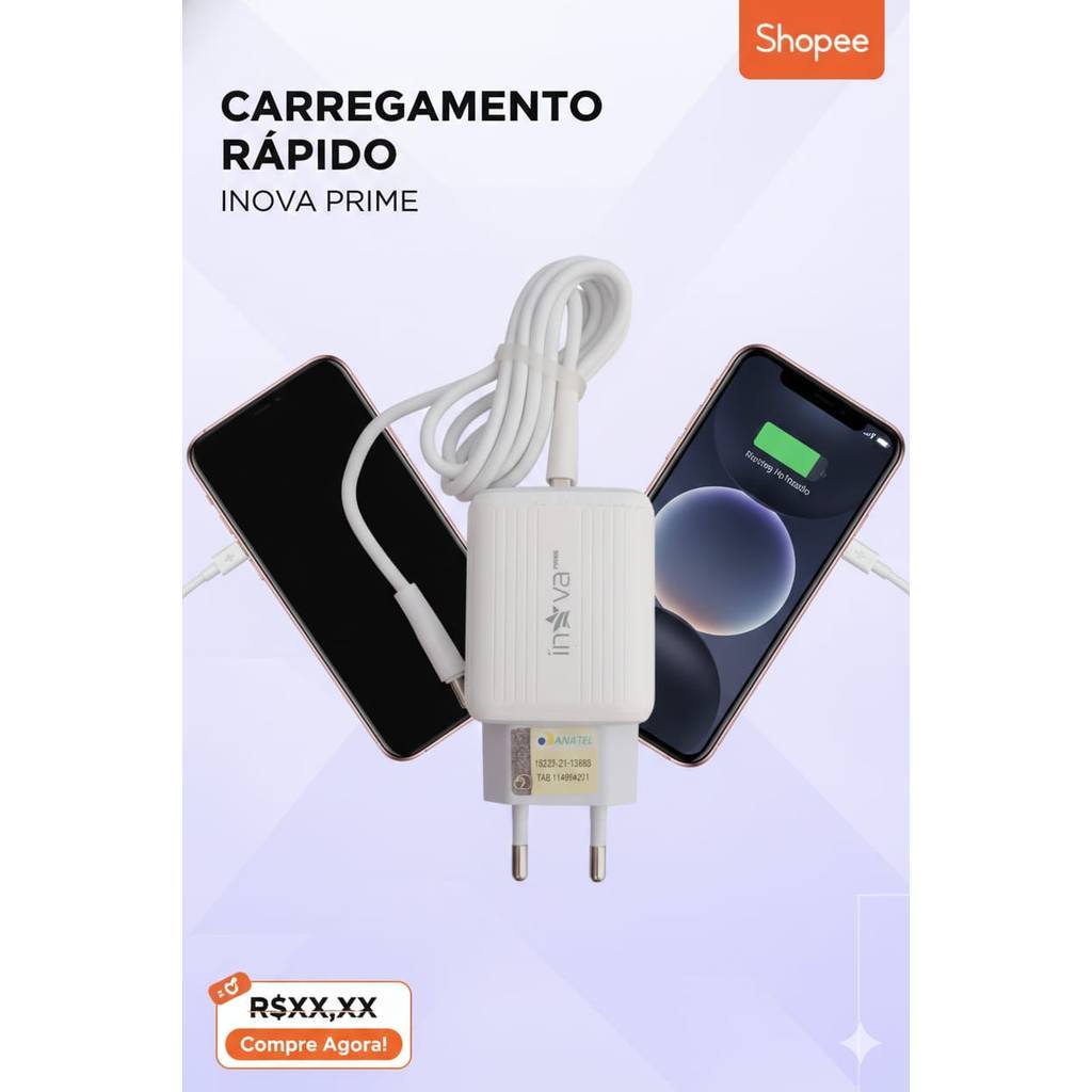 Carregador celular Rápido Turbo 20W tipo-c com Cabo USB-C Original Bivolt Compat