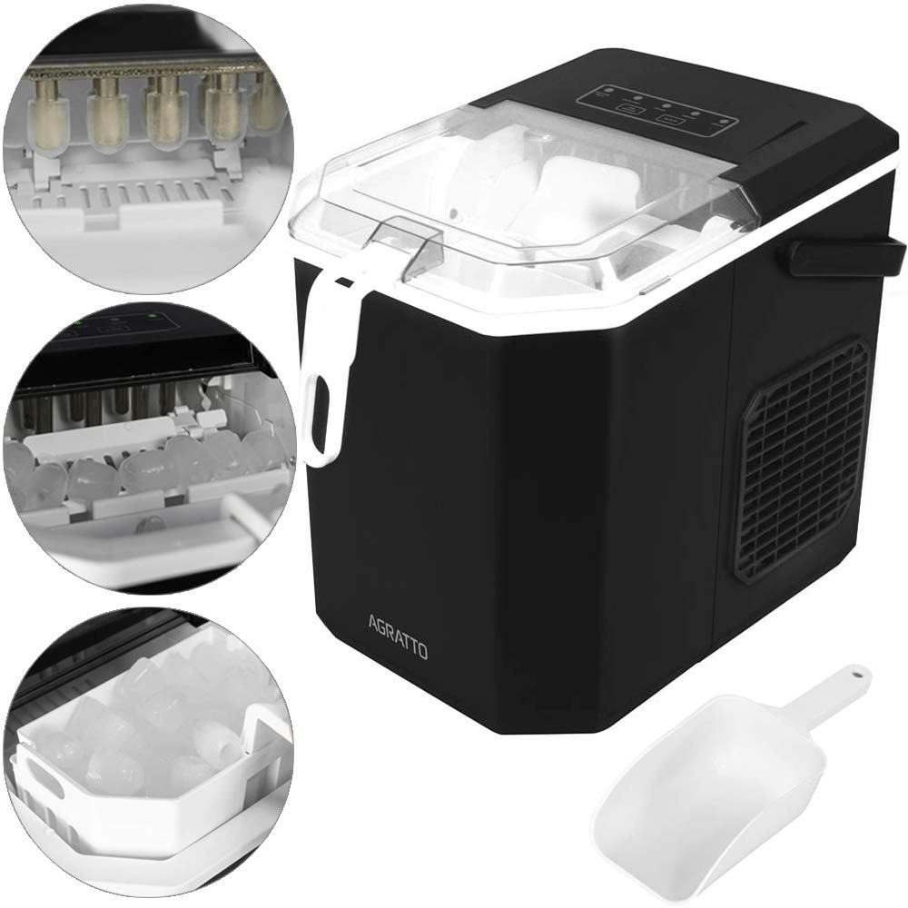 Maquina de gelo 12 Kg com sensor de cesta cheia preta - MG Agratto