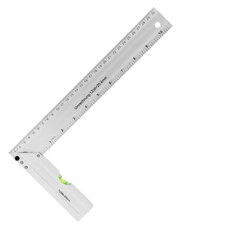 Esquadro De Precisão Alumínio 12 Polegadas 30cm Com Nível Bolha Uso Profissional 90° e 45°