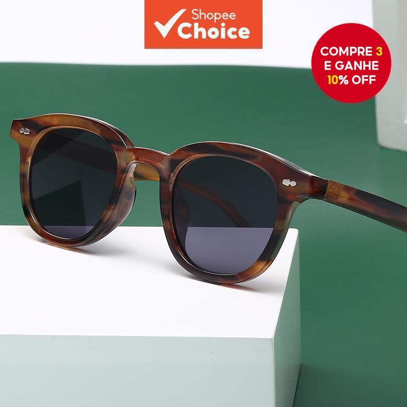 Óculos de sol retro redondos UV400 tendência - Armações leves unissex para dirigir, atividades ao ar livre e esportes.