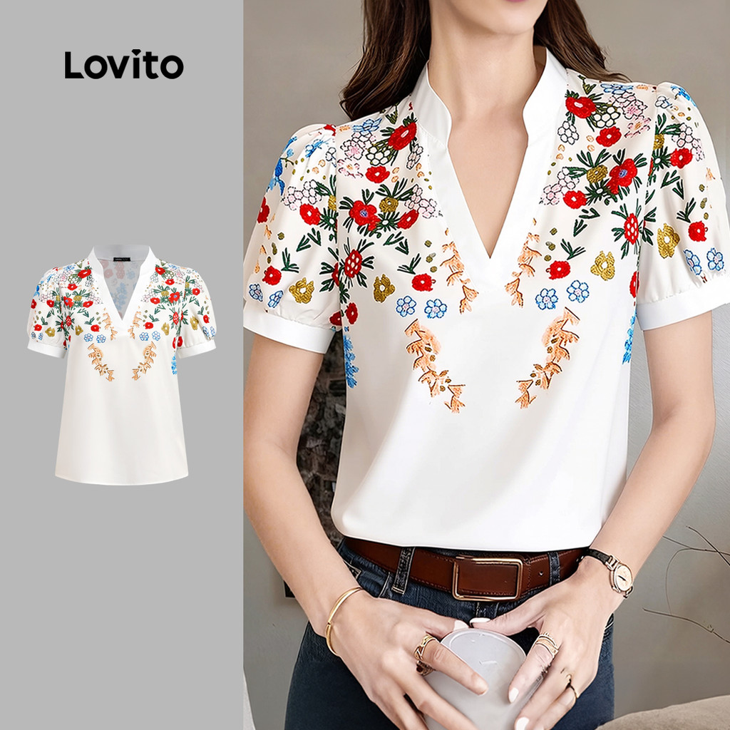 Lovito Blusa Boho para Primavera/verão Blusa para Mulheres L170LD060 em Oferta na Shopee