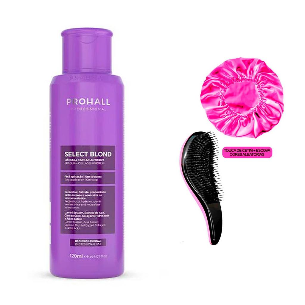 Antifrizz Capilar Select Blond 120ml Prohall +Escova e Touca