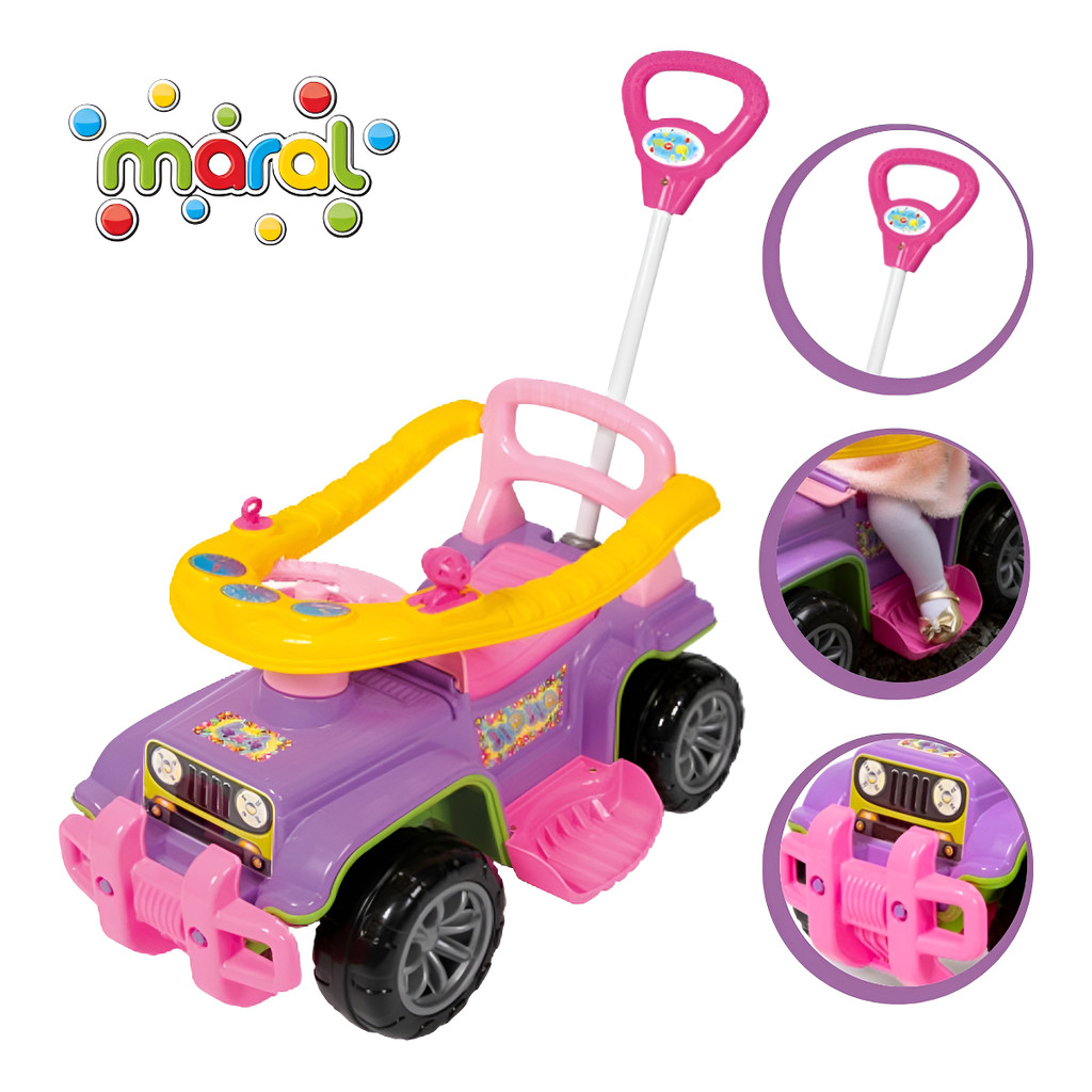 Carrinho Passeio Maral Jip Jip Menina Com Buzina Cor Multicor Rosa