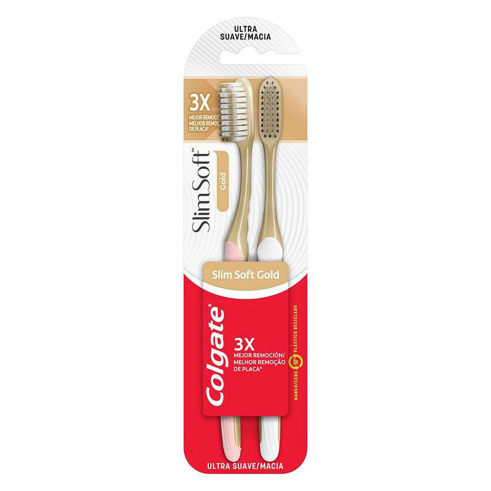 Escova Dental Colgate Slim Soft Gold Ultra com 2 Unidades em Oferta na Shopee