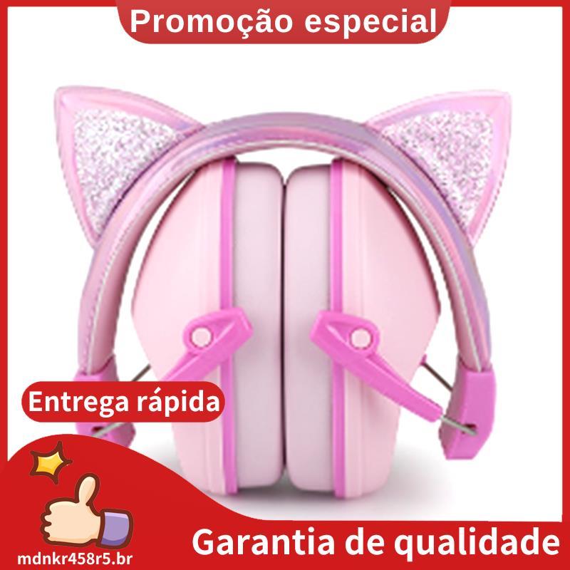 Orelhas De Gato Rosa Protetores De Orelha Infantis Protetor Auditivo Antirruído Ajustável Para Crianças Estudo E Cancela