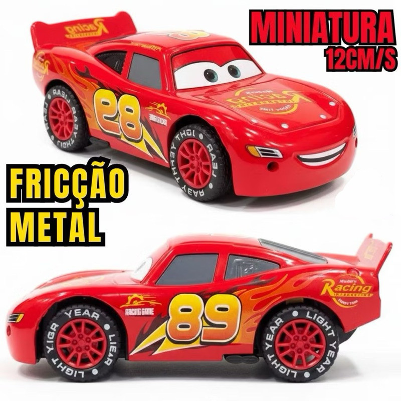 Miniatura Relâmpago McQueen em Metal com Fricção e Pneus de Borracha – Cars racing