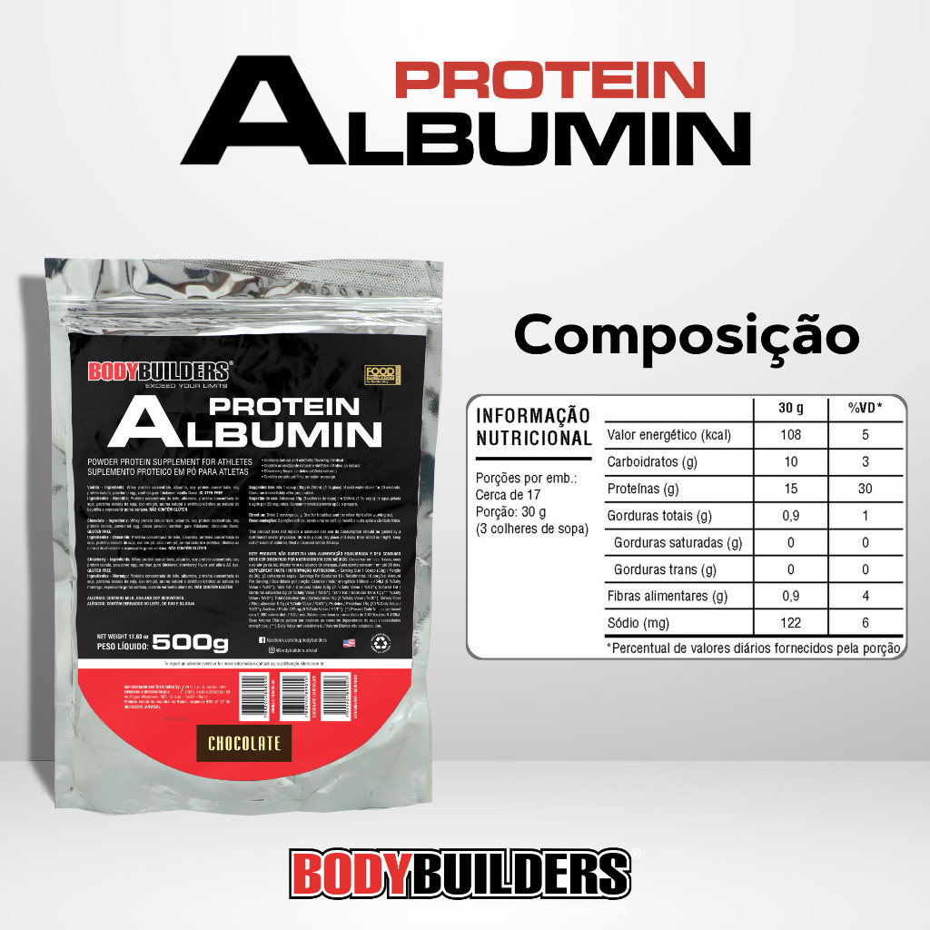 Albumina Proteína Em Pó 500g - Para Definição e Performance - Bodybuilders