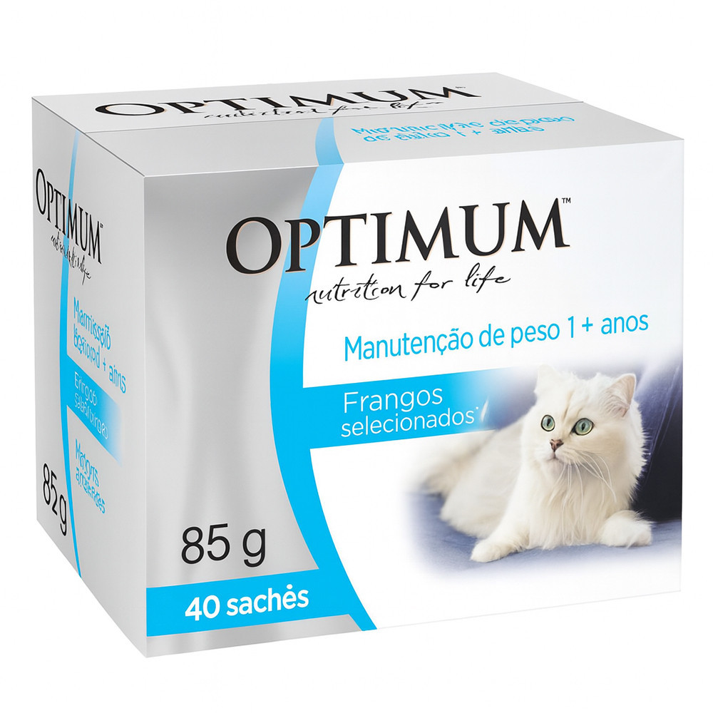 Kit Ração Úmida Optimum Sachê para Gatos Adultos Manutenção de Peso Frango 40 Unidades em Oferta na Shopee