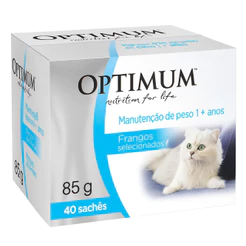 Kit Ração Úmida Optimum Sachê para Gatos Adultos Manutenção de Peso Frango 40 Unidades