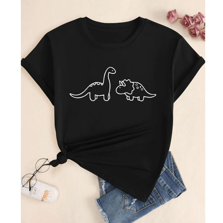 Camiseta T-shirt Premium LINDA Camiseta De Algodão Com Estampa De Dinossauro Camisa Unissex Masculina T-Shirt Feminina B