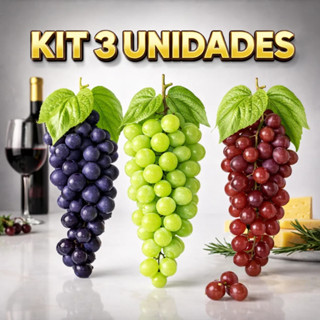 Kit De 01 Até 03 Cachos Uvas Artificiais Decorativas Realistas para Cozinha Fruteira Mesa Posta em Oferta na Shopee