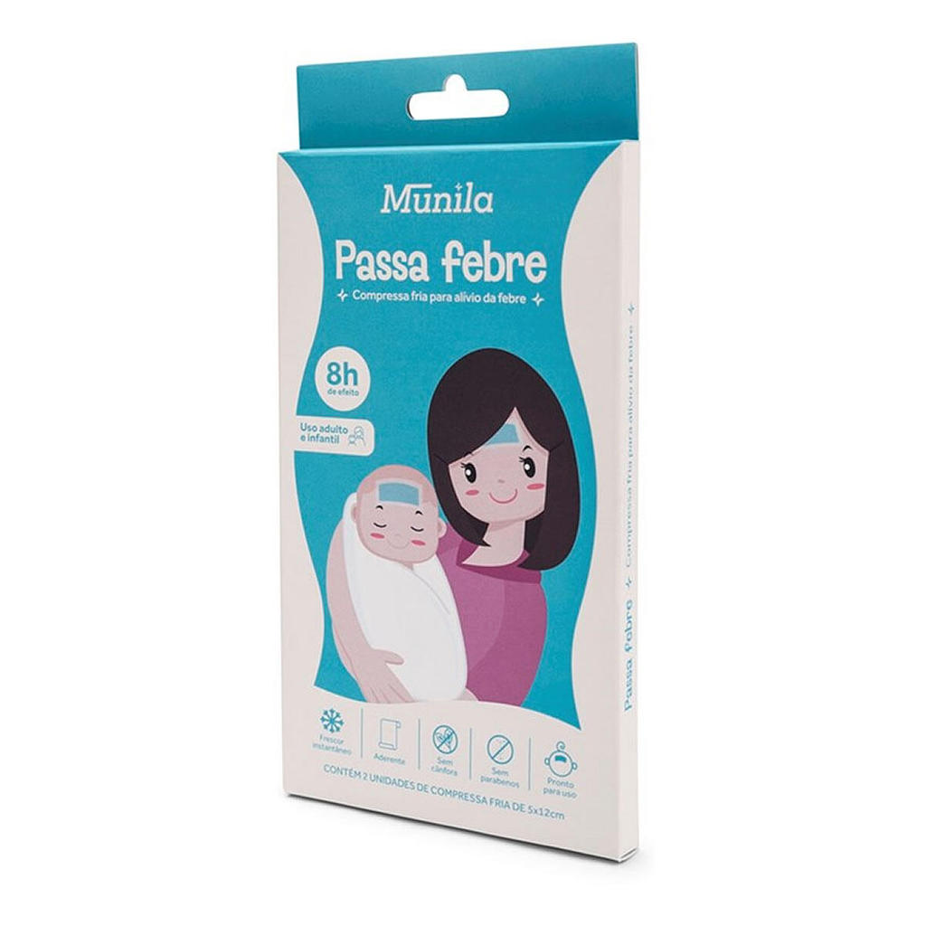 Compressa Fria Munila Passa Febre 5X12cm 2 Unidades em Oferta na Shopee