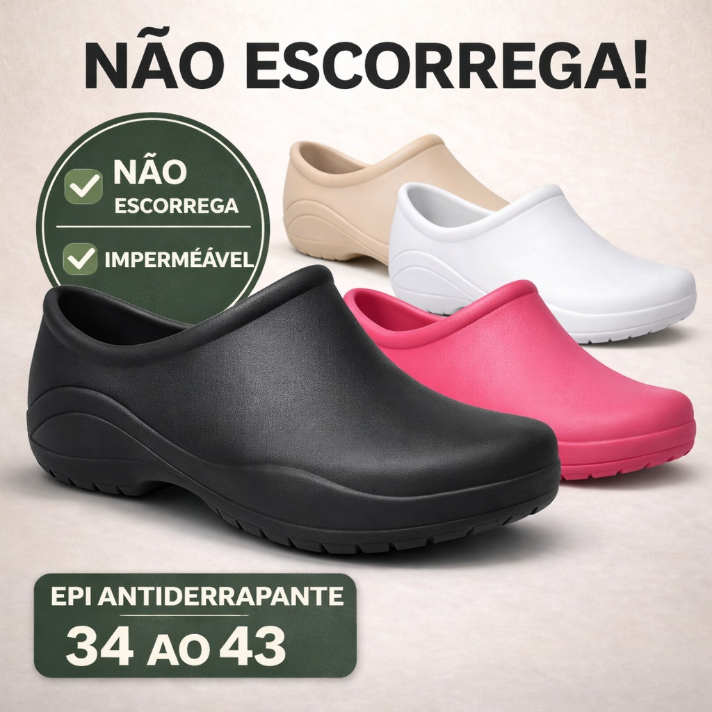 Sapatilha Unissex Enfermagem Plataforma Sapato EPI Profissional Antiderrapante para Cozinha Hospital Do 34 ao 43